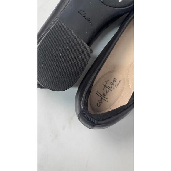 Clarks womens Juliet Monte Pump, Black Leather 7.5 Wide US - Picture 4 of 5